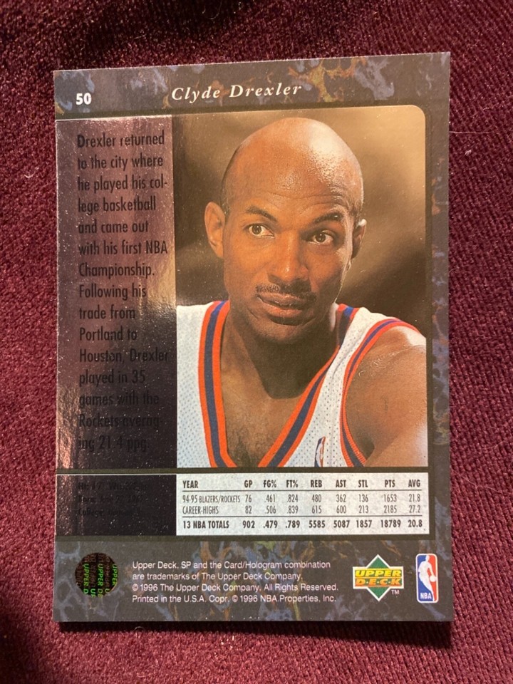 1995 96 Ud Sp 50 Rockets Hof Clyde Drexler Basketball Card Ebay 