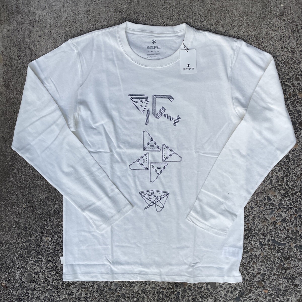 Snow Peak Japan Fire Pit 2 Sided Camping Graphic L/S T-Shirt NWT 