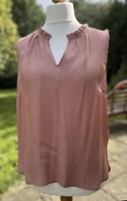 PEACH BLOUSE - LOVELY SHEEN FABRIC - STAND UP COLLAR BY “CREAM” SIZE 12 NWT