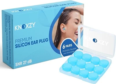 KNOXZY Reusable Soft Silicone Earplugs KNOXY Noise Cancelling Ear Plugs for swim 6pairs