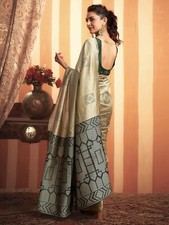 Women's Banarasi Silk Jacquard Saree with Unstitched Blouse Piece
