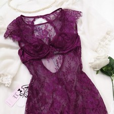 Frederick's of Hollywood lingerie bra y2k top purple size Medium