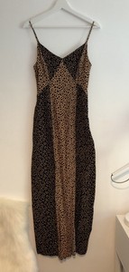 warehouse leopard tiered maxi dress