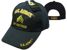 U.S. Army SGT Retired Embroidered 3D Black Ball Cap Hat Licensed CAP560A TOPW