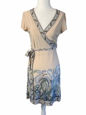 BCBGMaxAzria Paisley V Neck Mini Dress size Small Blush Pink