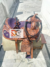 Western Leather Saddle Barrel Racing Horse Saddle with Set Free Ship with set