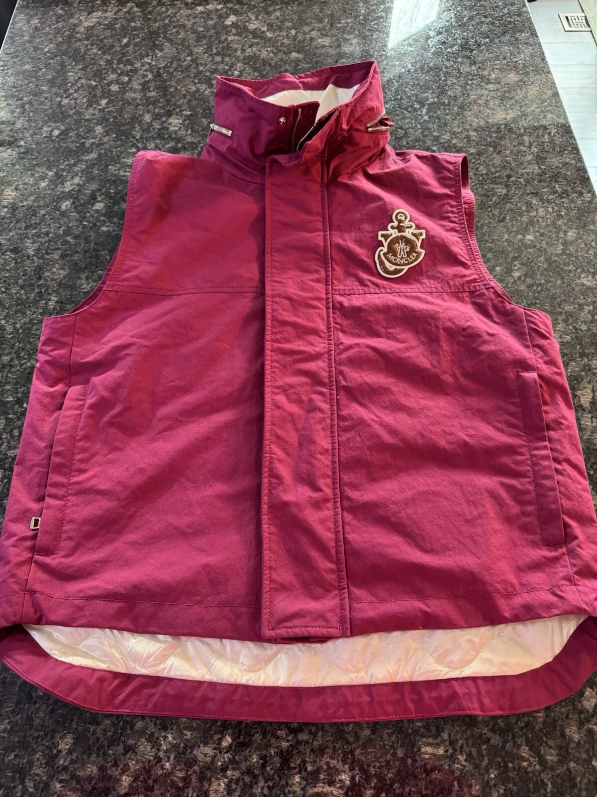 Gilet Moncler X Jw Anderson Tryfan donna rosa nuovo taglia 1 small cappuccio nascondiglio