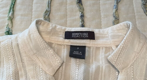 Kenneth Cole Reaction Women’s Blouse Sz 2 Shirt Short Bubble Sleeve Cream/Ivory - Picture 3 of 7