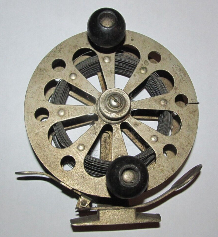 Vintage Fishing Reel Pflueger Captain Trolling Reel 1950s w/ Metal Wire Line