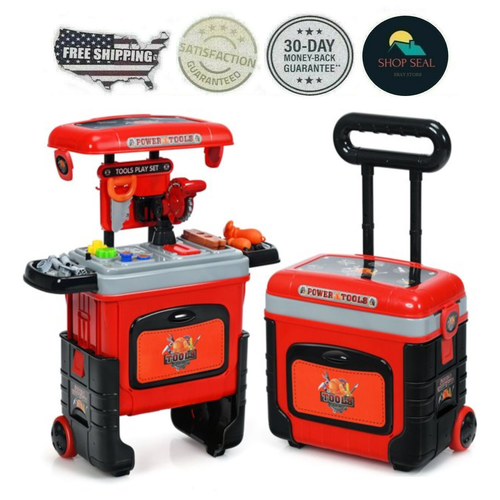 Caja De Herramientas Maleta De Juguete Para Niños 2 En 1 Maleta De Viaje  Banco | eBay