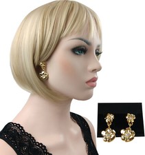 Polished Gold Tone Statement Rhinestone Flower Dangle Earrings Pierced 1 1/2"