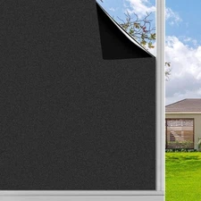 Finnez Blackout Window Film Privacy, No Glue Static Cling, Black 35.4 x 157.4 In