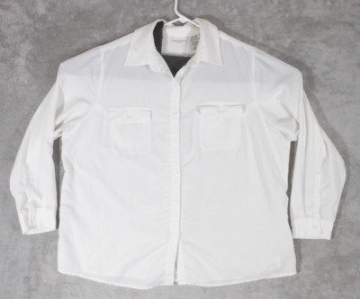 White Stag Shirt Plus Women's 16W Button Up Long Sleeve White Casual Business