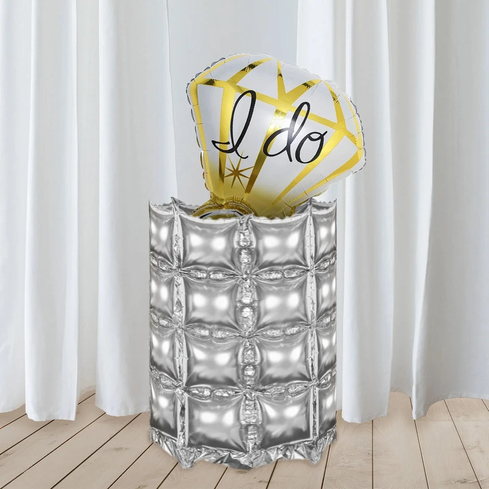 10 Silver 43" x 11" Square Design Mylar Foil Balloons Wall Backdrop Events - Image 2 of 4