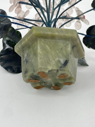 * 18CM CHINESISCHER BONSAI JADE STEIN BLÜTEN BAUM CHINA 50ER VINTAGE - Bild 11 von 12