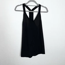 Yigal Azrouel top Women Size 4 Silk cami Tank Black Blouse Racer Sleeveless KK