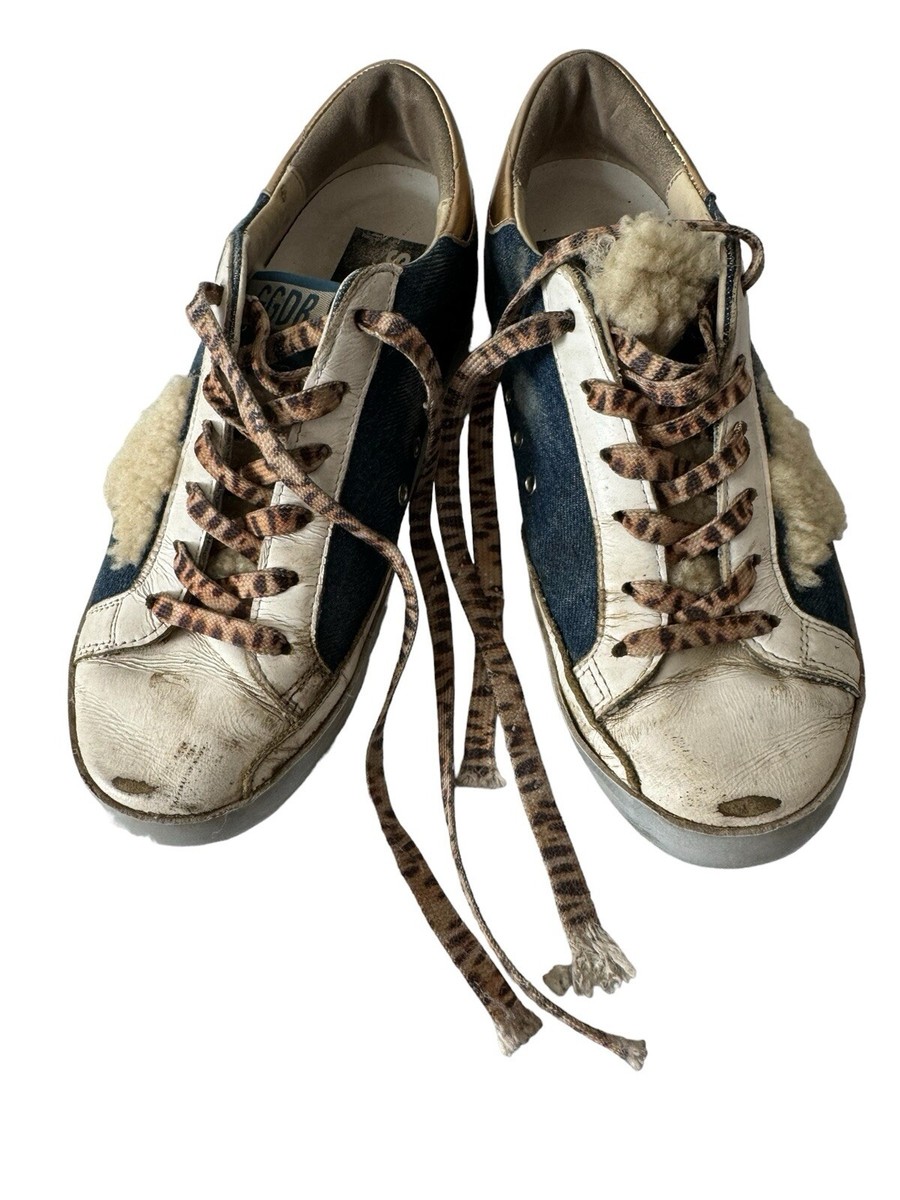 Golden Goose Superstar Classic Sneakers Denim Leopard Size