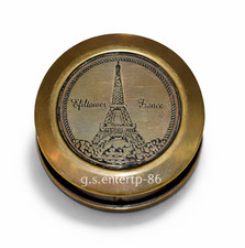 2,5" Messing Kompass Eiffelturm Robert Frost Gedicht Vintage Maritim Reise...