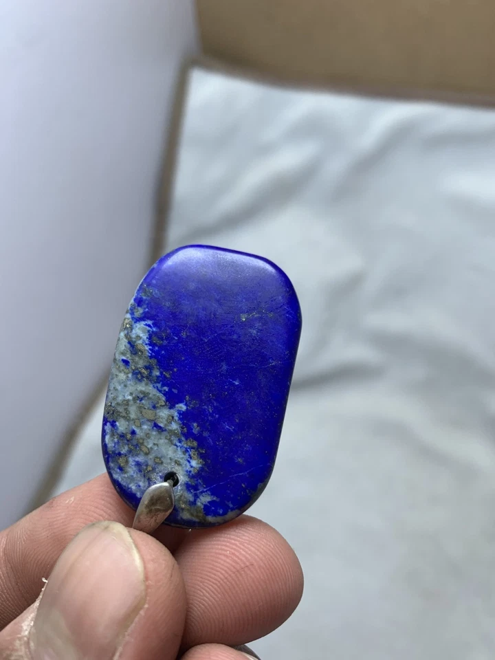 925 Sterling Silver Natural Lapis Lazulli Tumbeled stone Necklace Pendant - Image 4 of 4