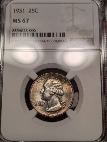 1951 Washington 25¢ NGC MS67 Toned