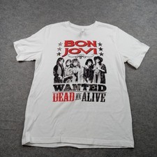 Bon Jovi Shirt Mens Large White Wanted Dead O...