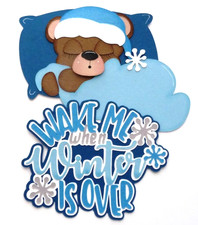 Premade Paper Pieced Scrapbooking, Title, Winter, Nap, Bear, Children, Baby