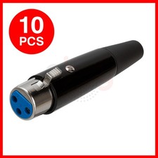 10 Pack XLR 3-Pin Female Straight Connector Speaker Microphone Cable Jack Black
