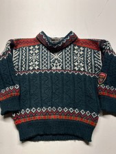Vtg Dale Of Norway Wool Sweater Teal Blue Fair Isle Indie Kids Unisex Sz 4 14x15