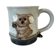 Koala MUG Stoneware Pottery 3-D Applied Relief Decoration Artisan 10 oz