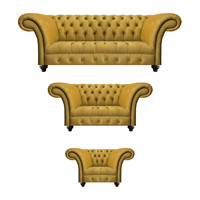LuxuriöSe Gelbe Chesterfield Textil Couchen Dreisitzer 2-Sitzer Sessel