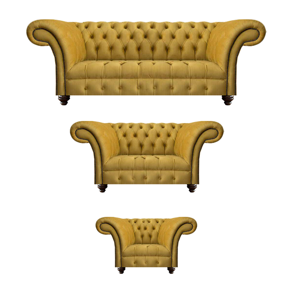 LuxuriöSe Gelbe Chesterfield Textil Couchen Dreisitzer 2-Sitzer Sessel-image