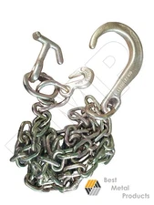 Tow Chain With 8" J Hook Short Shank   TJ   Grab Hook 5/16 x 10ft G70 0900136