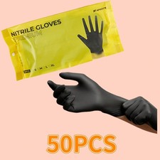 Black Disposable Nitrile Gloves 50 100 200pcs Waterproof Durable Protective