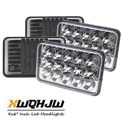 4PCS For Ford Mustang 1979-1986 DOT 4x6 Inch LED Headlights High/Low Beam DRL