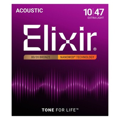 Saiten Westerngitarre Elixir Nanoweb Bronze Extra Light .010-047 Gitarren Saiten