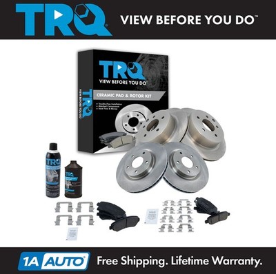 TRQ Front & Rear Premium Ceramic Brake Pad & Rotor Kit w/Chemicals for Nissan