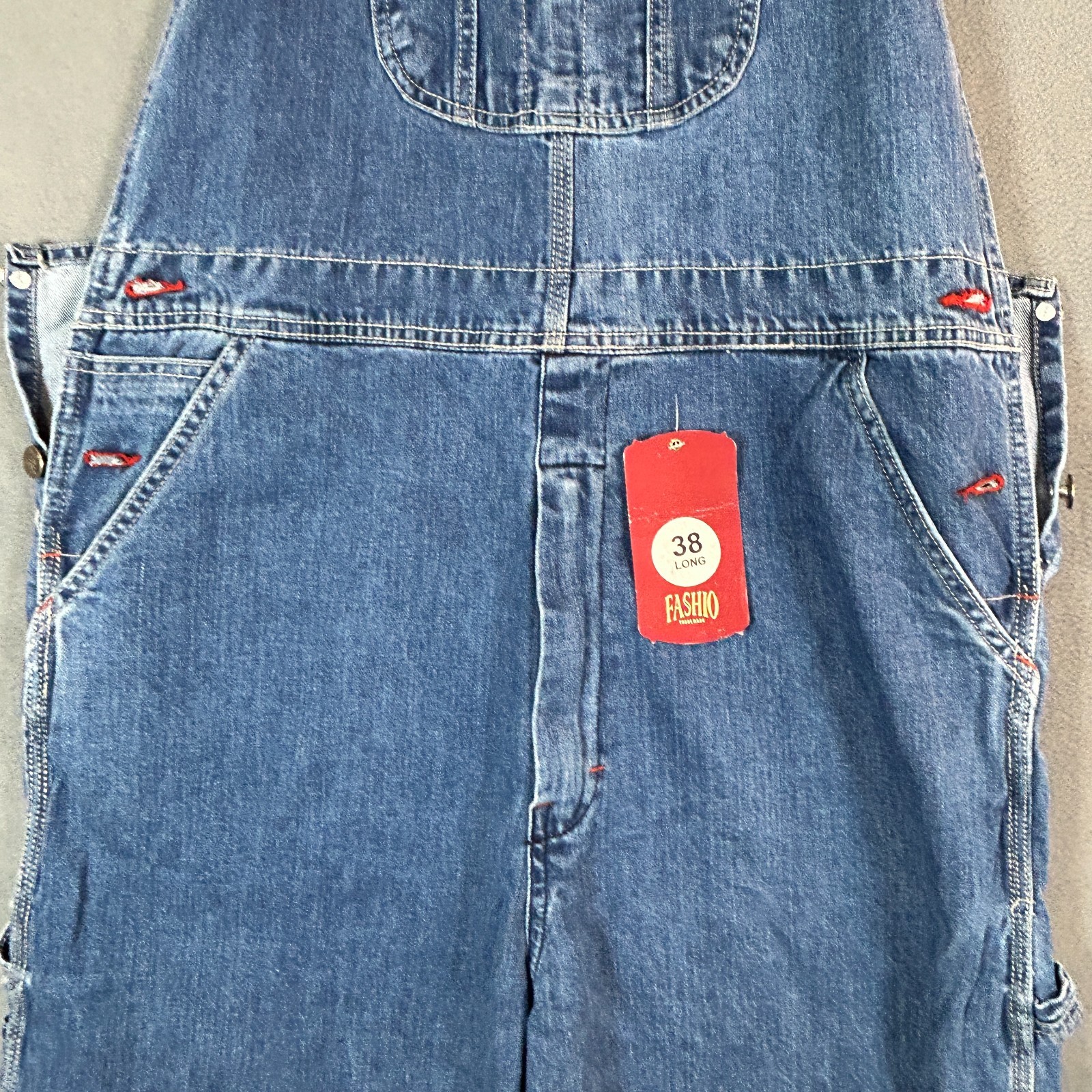 Denim Carpenter Bib Overalls Mens 38x34 W/Pockets Stretch Denim Dungarees NWT