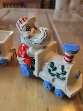 Vintage Christmas Lipper & Mann MCM Kitschy Santa Train With 2 Train Cars