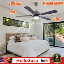 52" 5Blades Ceiling Fan with Light and Remote Control LED 3-Color Chandelier Fan