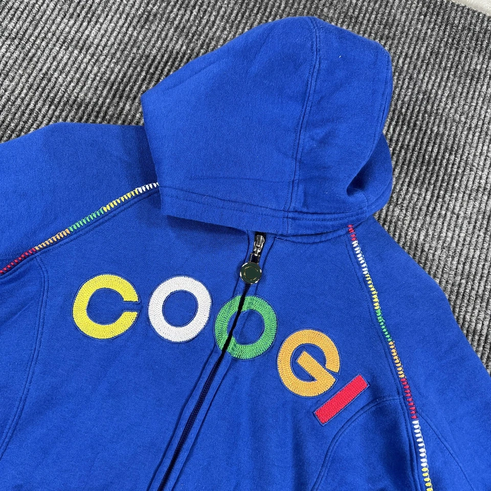 Coogi Sudadera con Capucha Mujer Grande Azul Cremallera Completa Sudadera Multicolor Logo Ribete a Rayas Foto 4 de 4