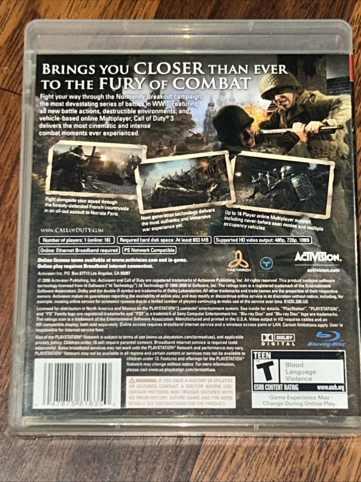 PS3 3 Game lot: Call Of Duty 3, Call Of Duty Black Ops, & Call Of Duty Ghosts. - Image 3 of 4