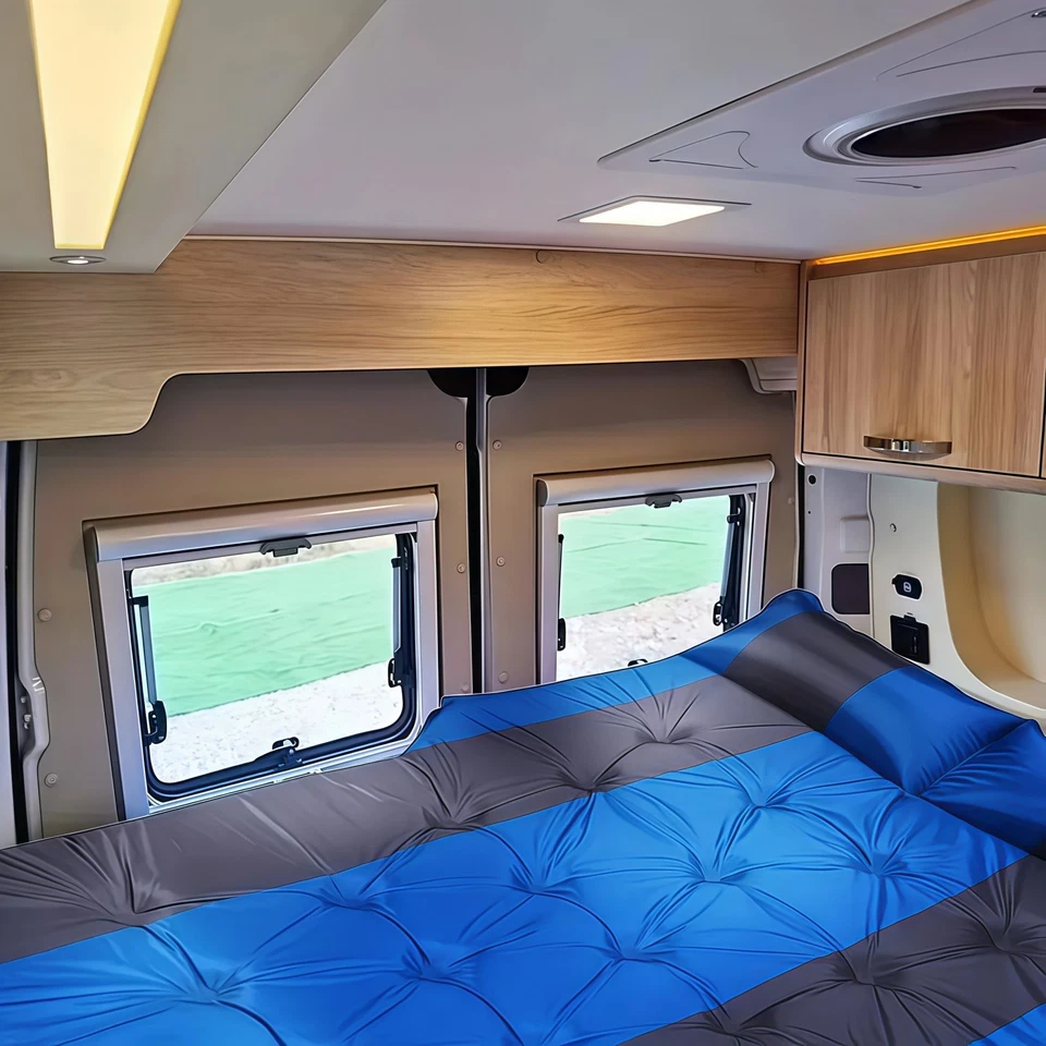 Cama inflable para automóvil hogar al aire libre camping autoconducción tours azul suave y duradero Foto 3 de 4