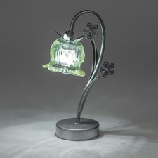LED Lampe Blume H. 30cm grün mit Timer aus Metall + Glas Formano F25