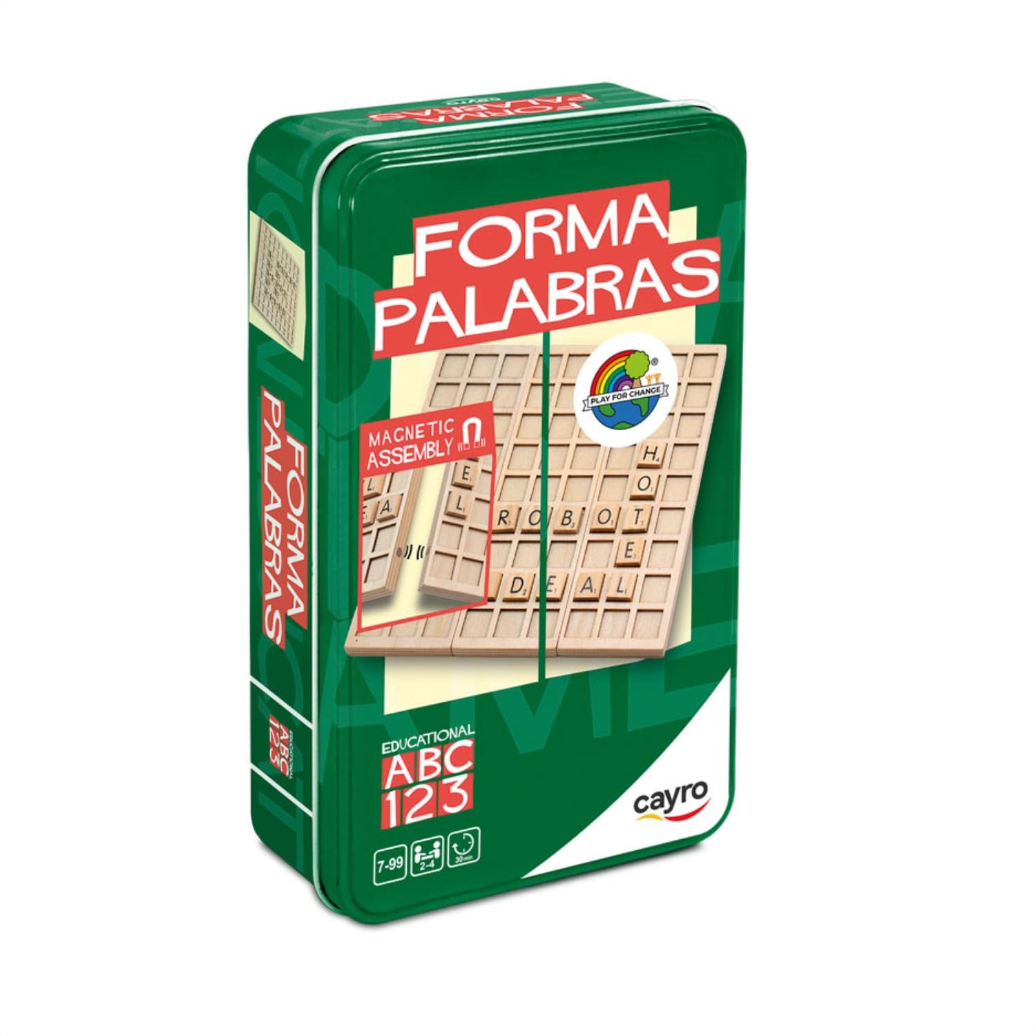 Cayro Formapalabras Travel Metal Box - Portable Wooden Educational Game - Make W