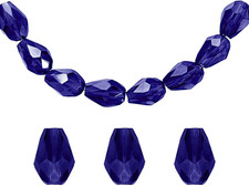 100Pcs Teardrop Crystal Glass Beads, 4X6Mm Vertical Hole Faceted Glass Teardrop