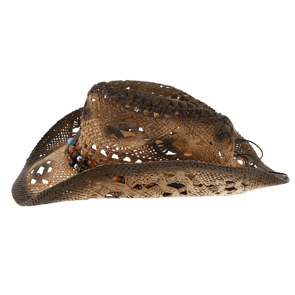 2 PCS Summer Hat Straw Cowboy Hats for Women Mexican Mens Western image 5