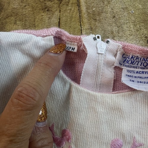 Vintage Carriage Boutique Kleinkind Größe 12M rosa Strickkleid - Bild 4 von 9