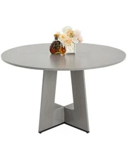 VEVOR 47 in Round Dining Table Wood Kitchen Table for 4-6 Person Grey