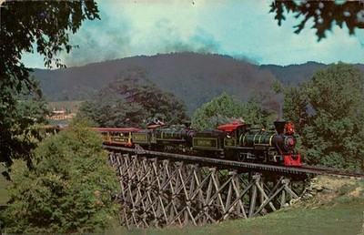 1963 W M Cline Postcard Tweetsie Railroad NC SAMPLE Color King BG-38