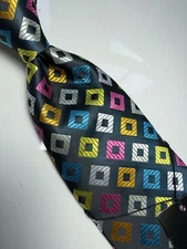 NWT VERSE 9 MULTI COLOR GEOMETRIC STYLE PRINT SILK DESIGNS NECK TIE & HANKY